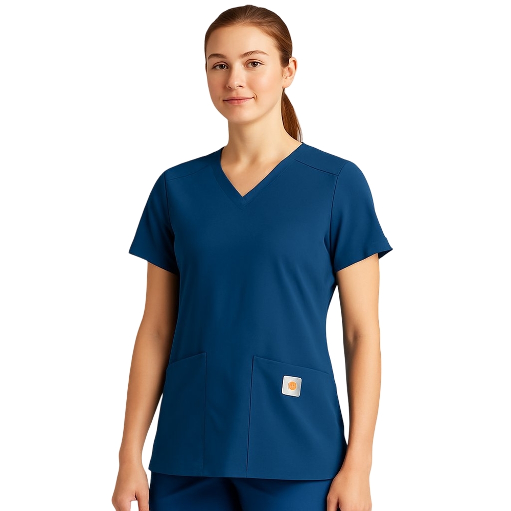 CARHARTT Force Scrub Top Womens Small Blue Modern Fit Workwear Nurse Hospital